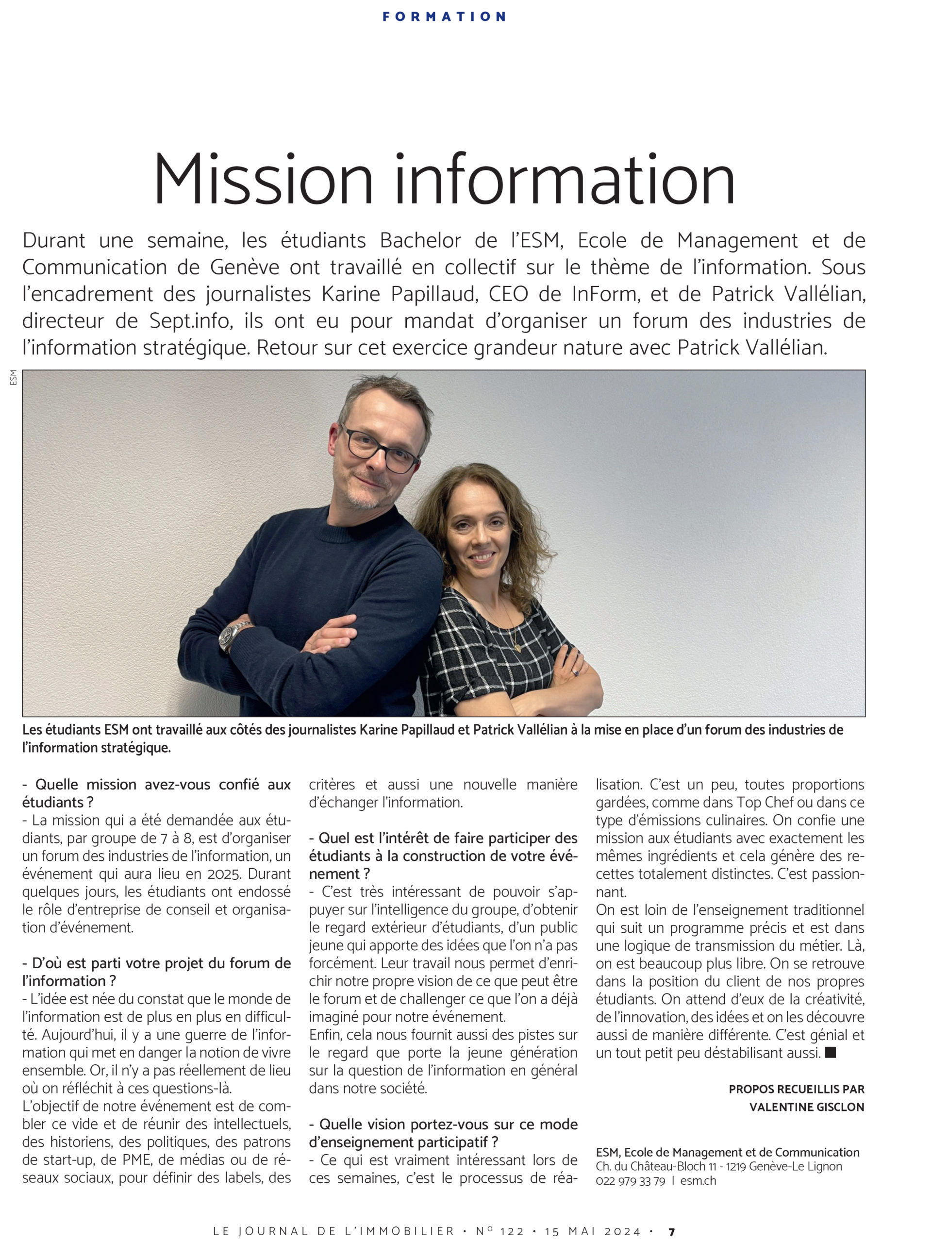 ESM - Le Temps Immobilier - Mission information